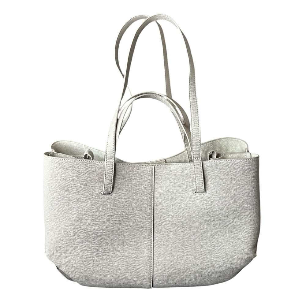 Taupe Faux Leather Tote Bag